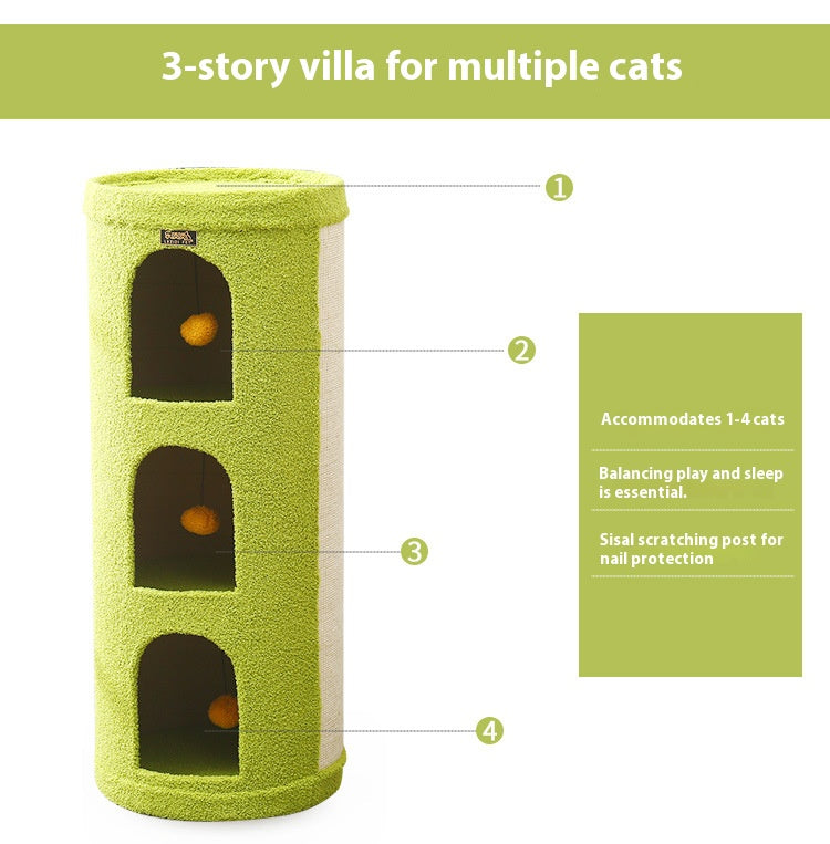 The cat scratch board is integrated with the nest. Cat Villa Multi-layer cat climbing frame Pet supplies