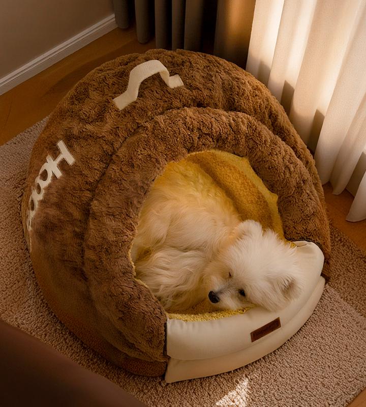 Semi-enclosed cat beds, dog beds; The entire mat is detachable and washable. Thick winter warm beds for cats and dogs