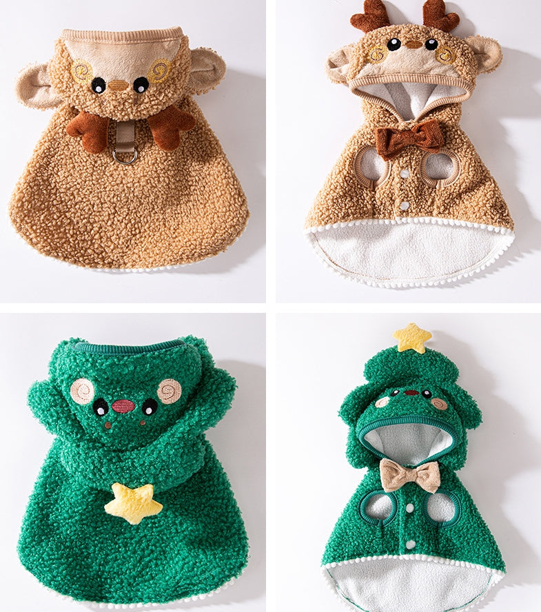 Christmas cartoon drawstring cape Sleeveless pet dog clothes for large Golden Retrievers and Labradors in autumn and winter