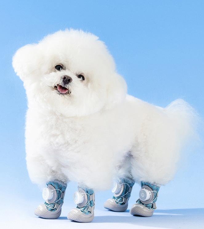 One-click knob to shrink dog shoes; Four dog shoe covers that are dirt-resistant and durable for going out all year round