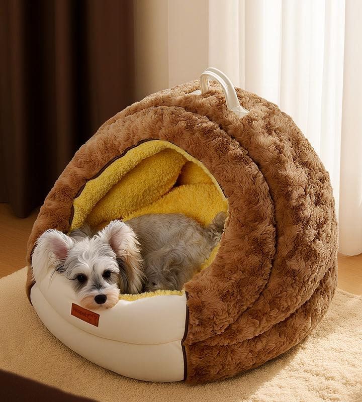 Semi-enclosed cat beds, dog beds; The entire mat is detachable and washable. Thick winter warm beds for cats and dogs