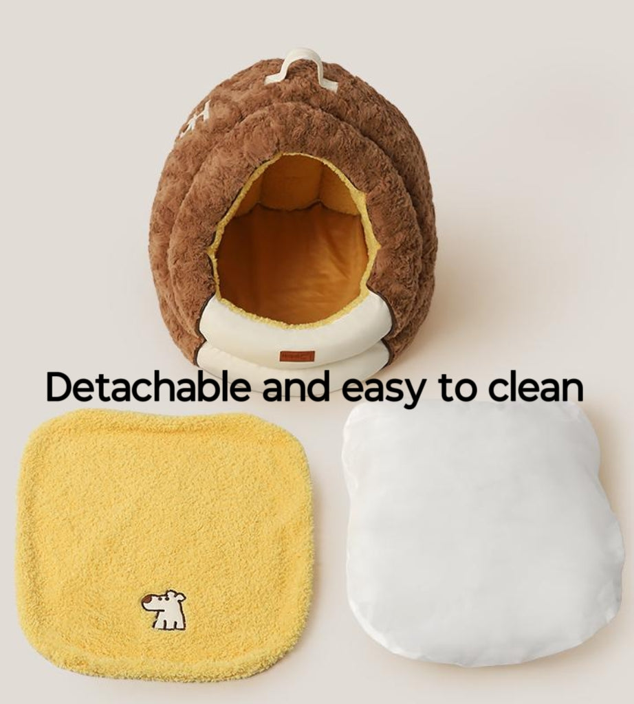 Semi-enclosed cat beds, dog beds; The entire mat is detachable and washable. Thick winter warm beds for cats and dogs