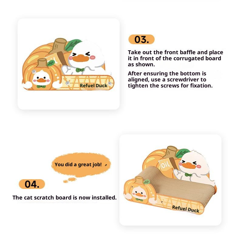 Extra-large cat scratch-board sofa; Wear-resistant and does not shed chips; Cat scratch-board corrugated paper cat bed integrated; Suitable for all seasons