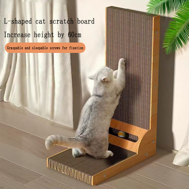 L-type cat scratch board, vertical wear-resistant and shavings free, large cat scratch board, scratch resistant and anti scratch sofa, corrugated paper cat supplies