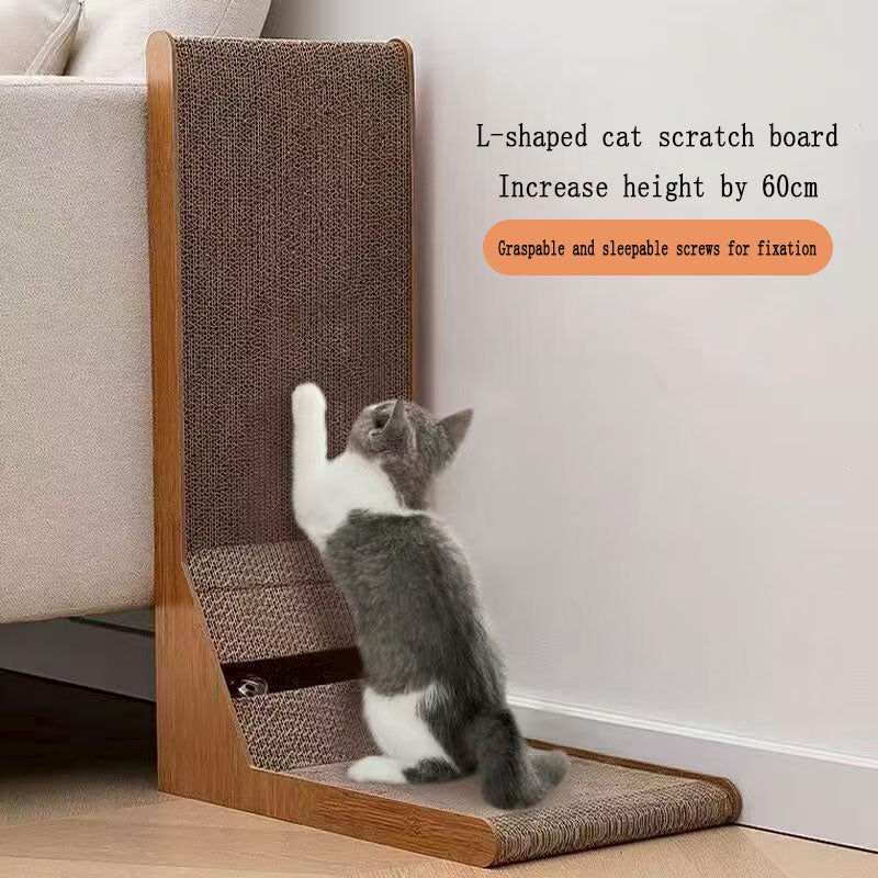 L-type cat scratch board, vertical wear-resistant and shavings free, large cat scratch board, scratch resistant and anti scratch sofa, corrugated paper cat supplies