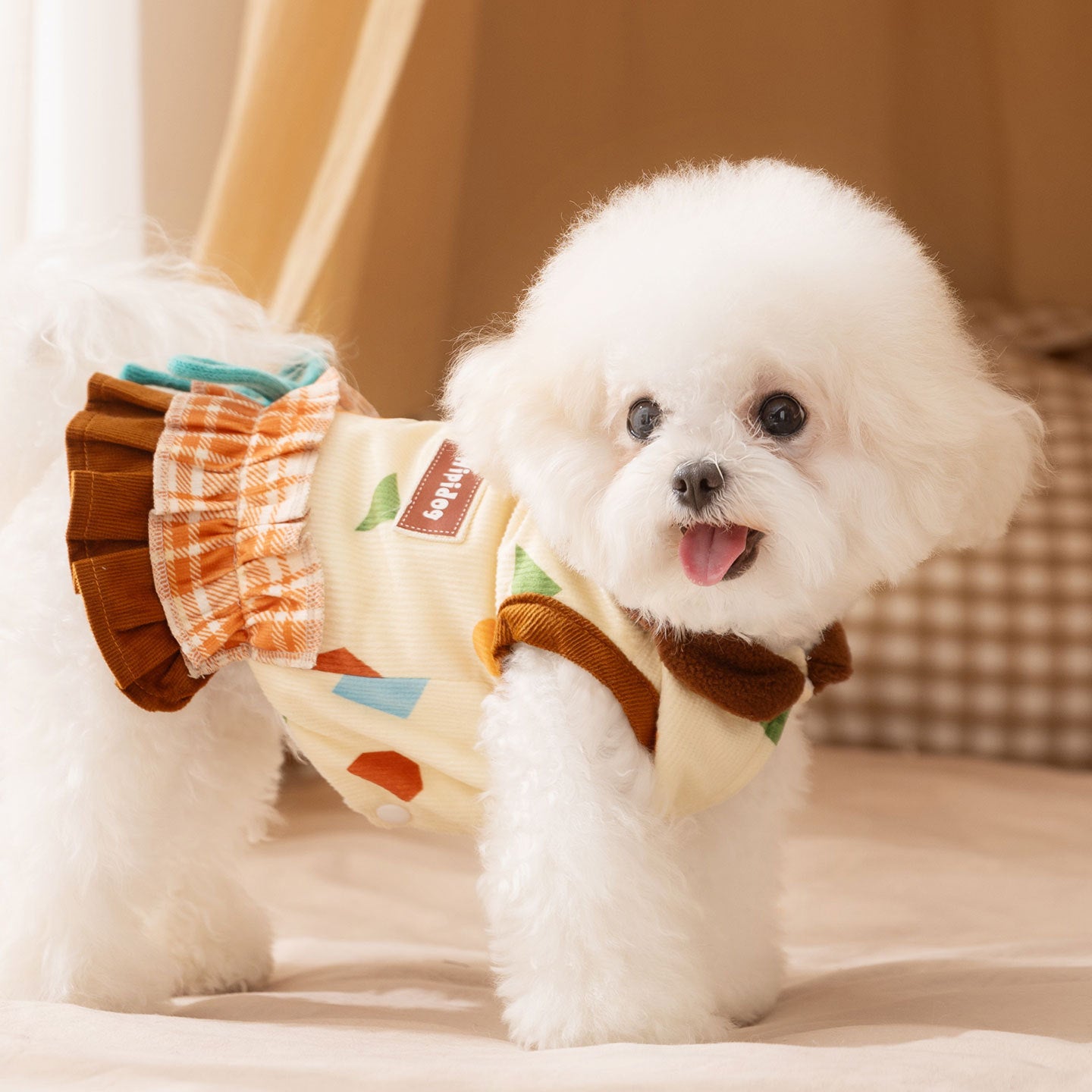 Warm corduroy princess-style cotton-padded jackets and skirts for small and medium-sized dogs in autumn and winter; Cat teddy pet dog clothes