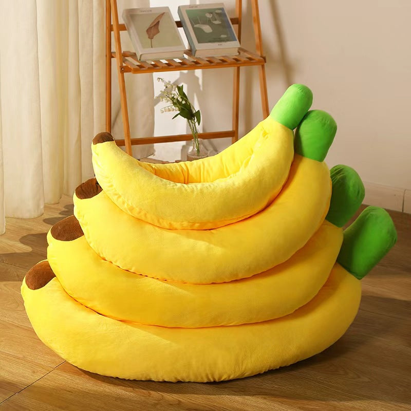 Banana boat-shaped pet bed; Wholesale detachable and washable all-season pet beds for dogs. Warm cat bed