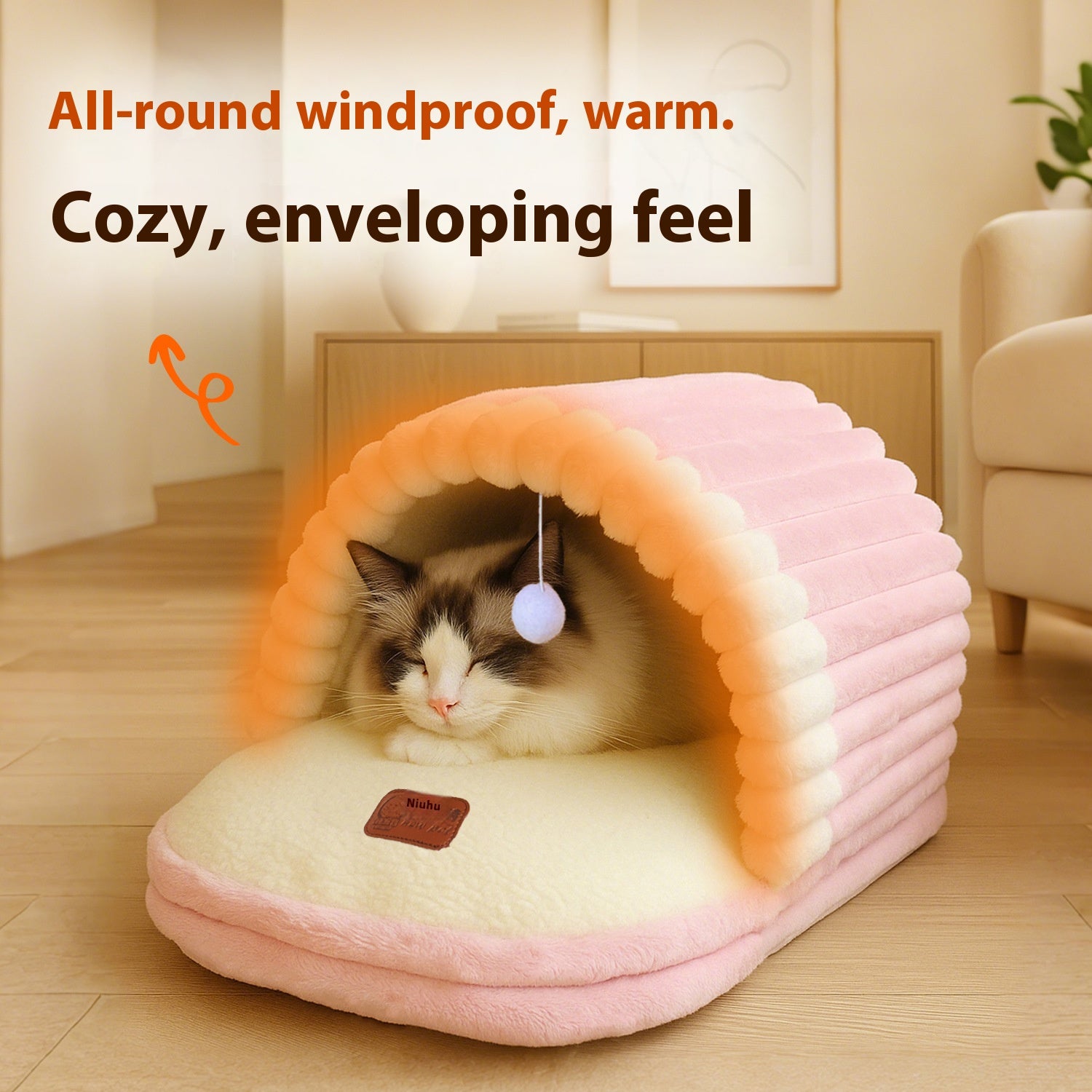 Cave pet nest; Winter warm, anti-slip, small soft and comfortable sleeping bag for dogs and cats
