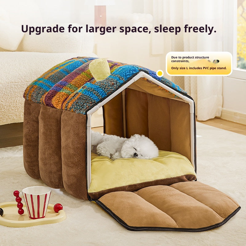 Winter warm pet bed; Small and medium-sized dogs suitable for all seasons; Luxury villa cat house