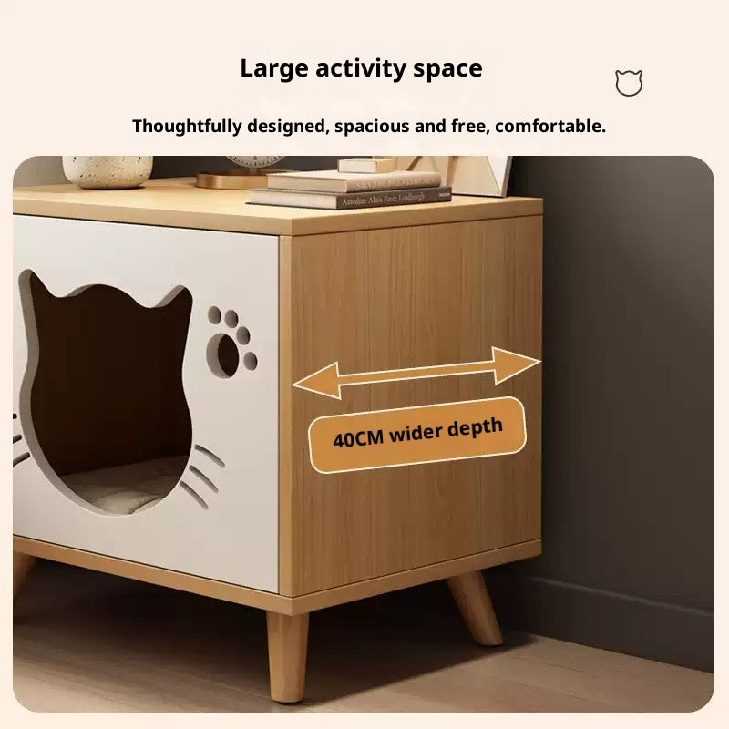 Solid wood cat bed bedside table; Simple and compact; Multi-functional cat shelter with bedside cabinet The storage cabinet is specially for cats