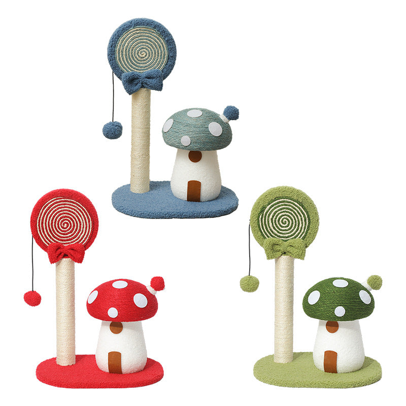 Mushroom lollipop-shaped cat scratch board Sisal vertical non-flaking cat paw board; Scratch-resistant and wear-resistant mushroom-shaped small cat scratch column