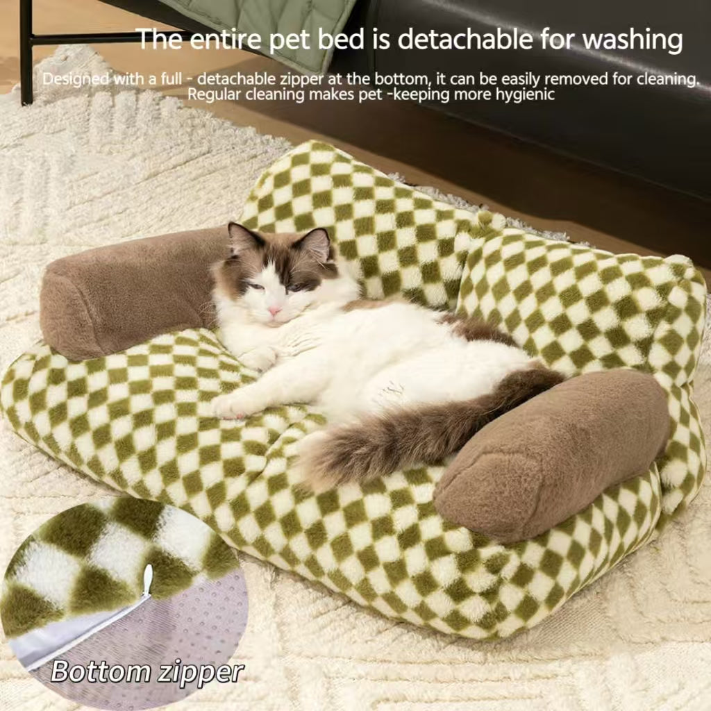 Plüsch-Haustierbett im Katzen- und Hundesofa-Stil, warm, abnehmbar und waschbar, für alle Jahreszeiten geeignet. Im Großhandel erhältlich. Ideal für kleine und mittelgroße Haustiere