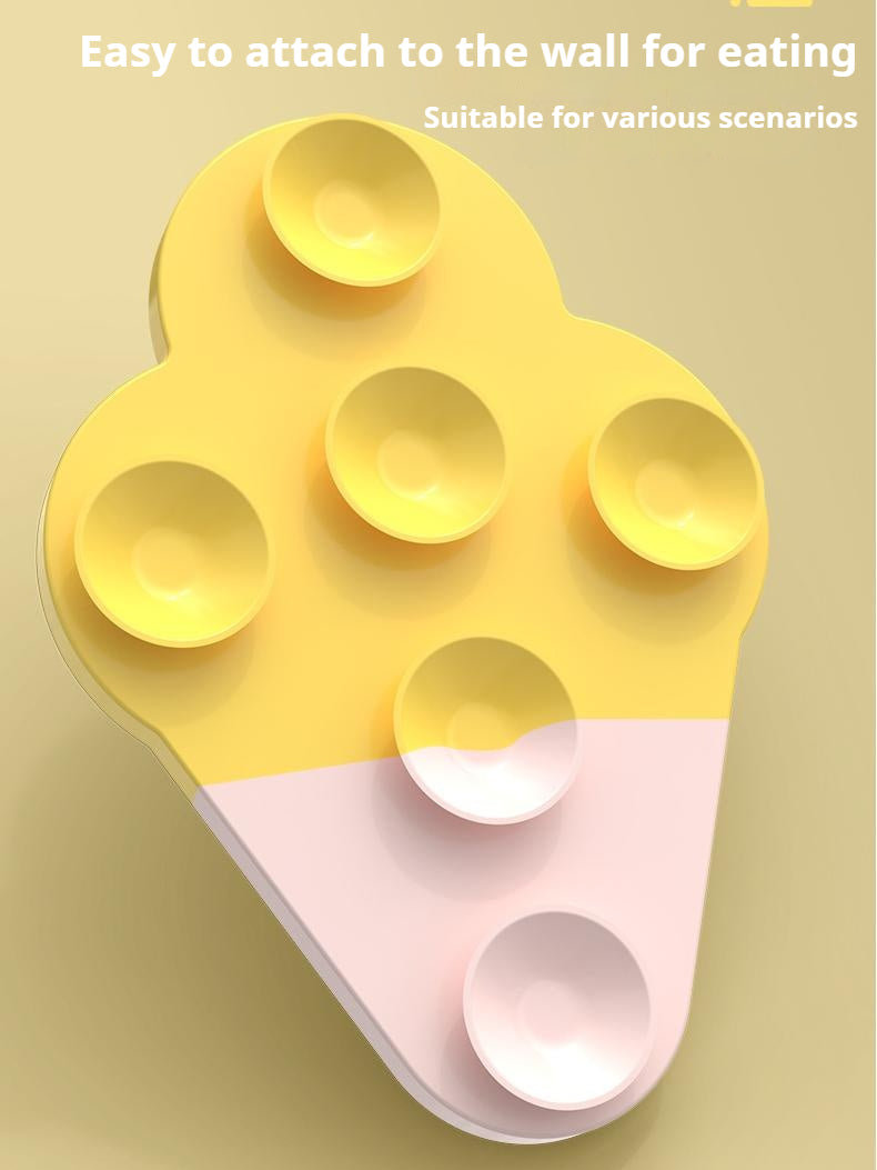 Pet ice cream color-blocked licking mat; Pet bowl silicone licking mat; Slow food mat, smart slow food bowl