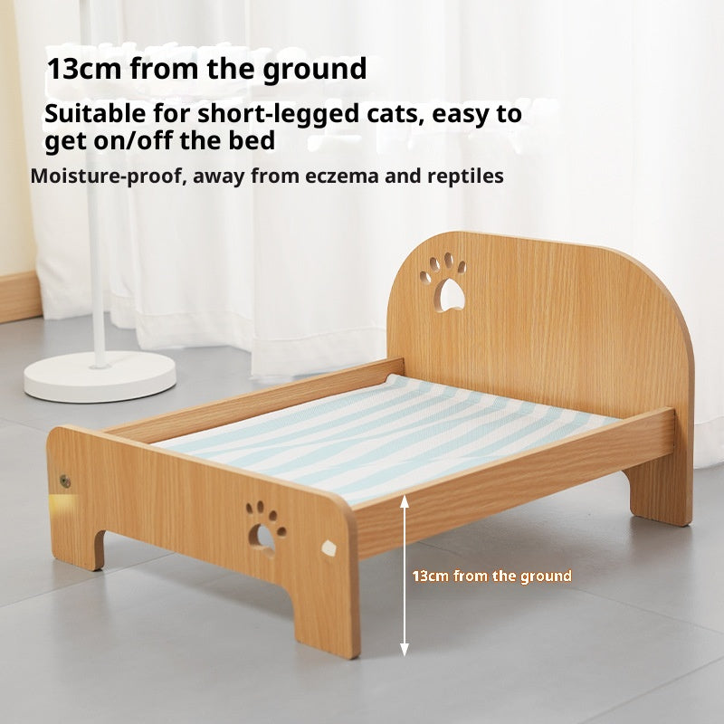 All-season wooden bed for pets; Cute Corgi cat bed sheet; Special moisture-proof design for wooden boards