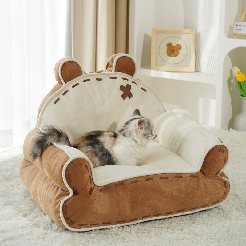 Little Bear pet sofa cat bed Suitable for all seasons; Thickened and warm winter sleeping pad; Cat supplies