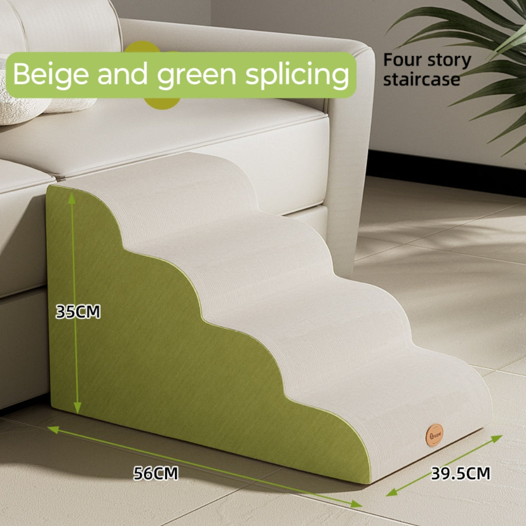 Solid-color movable sponge anti-slip pet staircase; The little dog by the bedside is climbing the ladder. Step slope bed; Suitable for small and medium-sized dogs