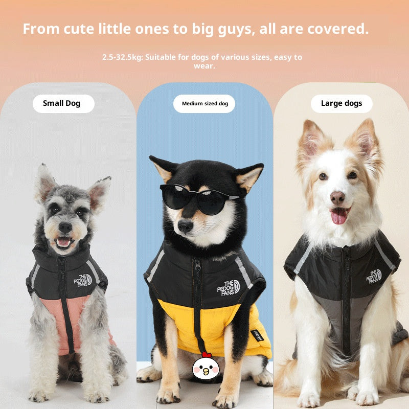 Waterproof reflective pet clothing for autumn and winter ; Dog cotton-padded clothes can pull large dog clothes. Pet clothing