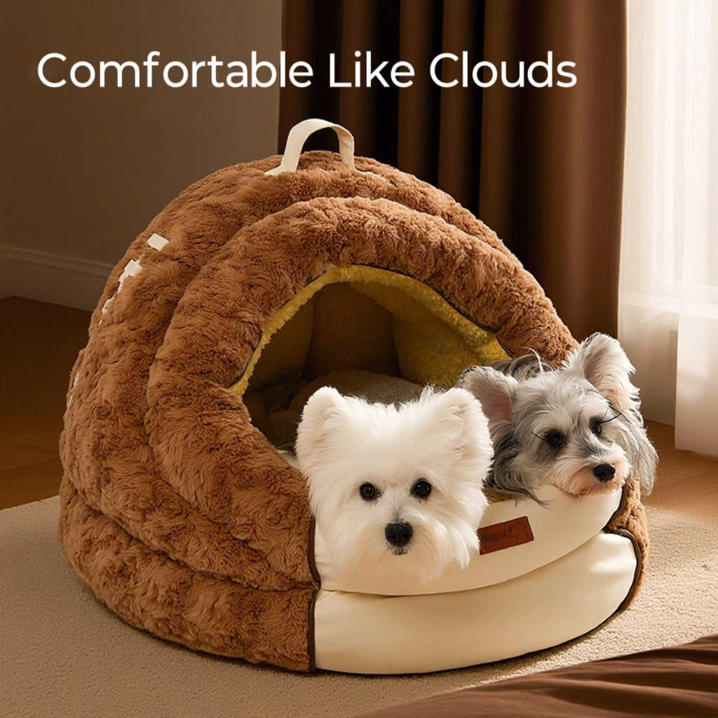Semi-enclosed cat beds, dog beds; The entire mat is detachable and washable. Thick winter warm beds for cats and dogs