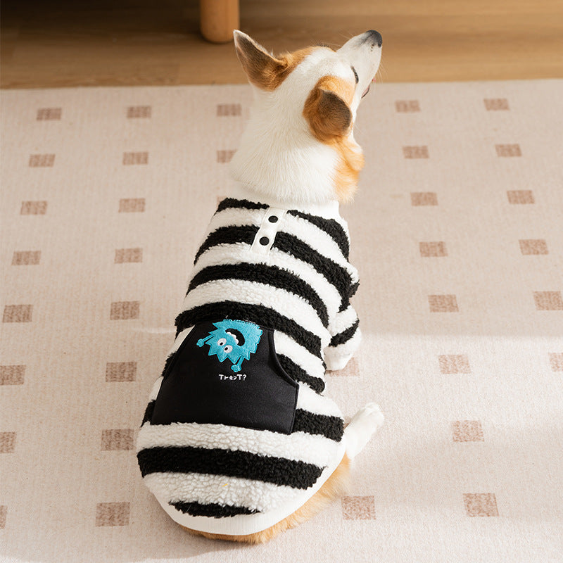 Dog monster clothes: Warm and stomach-protecting cotton-padded clothes for autumn and winter: two-legged clothes for medium and large-sized Corgis pets