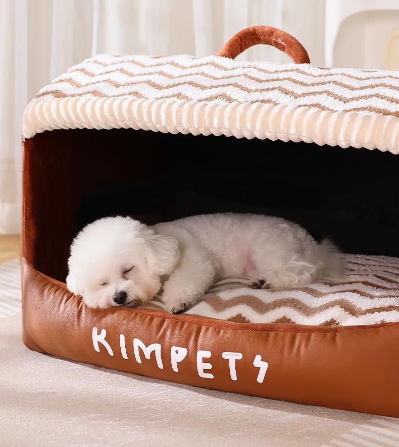 Drawer-style dog kennel Add velvet in winter for warmth. Semi-enclosed large-space cat bed; Textured leather dog bed; Suitable for all seasons