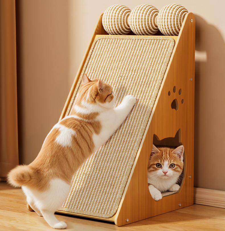 Triangular cat scratch-off board Sisal cat scratch board Vertical, wear-resistant and does not shed chips; Wall-mounted cat paw pads and cat scratch boards