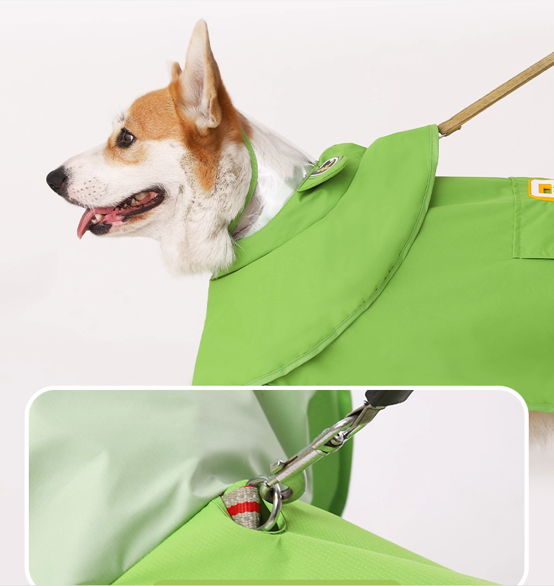 Pet raincoat; Puppy raincoat ;Suitable for medium and small-sized dogs; Waterproof and dirt-proof; Pet raincoat for going out; Green frog shape; Cloak raincoat