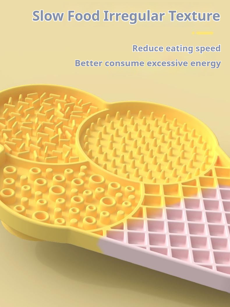 Pet ice cream color-blocked licking mat; Pet bowl silicone licking mat; Slow food mat, smart slow food bowl
