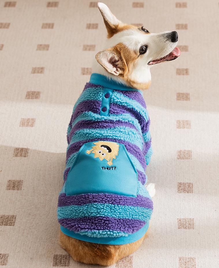 Dog monster clothes: Warm and stomach-protecting cotton-padded clothes for autumn and winter: two-legged clothes for medium and large-sized Corgis pets