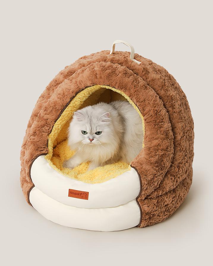 Semi-enclosed cat beds, dog beds; The entire mat is detachable and washable. Thick winter warm beds for cats and dogs