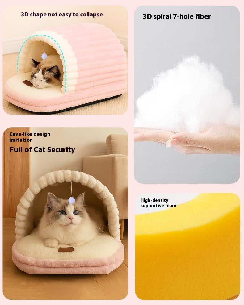 Cave pet nest; Winter warm, anti-slip, small soft and comfortable sleeping bag for dogs and cats