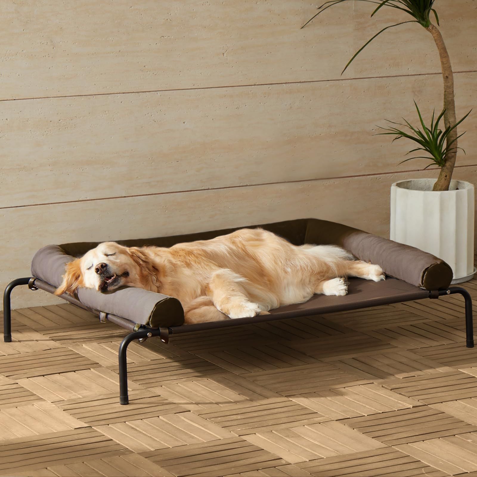 Large dog detachable dog beds that do not touch the ground; Cool ice silk camp bed Large dog beds that can be machine washed and are scratch-resistant. Suitable for all seasons