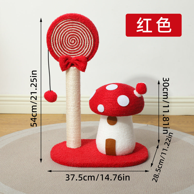 Mushroom lollipop-shaped cat scratch board Sisal vertical non-flaking cat paw board; Scratch-resistant and wear-resistant mushroom-shaped small cat scratch column