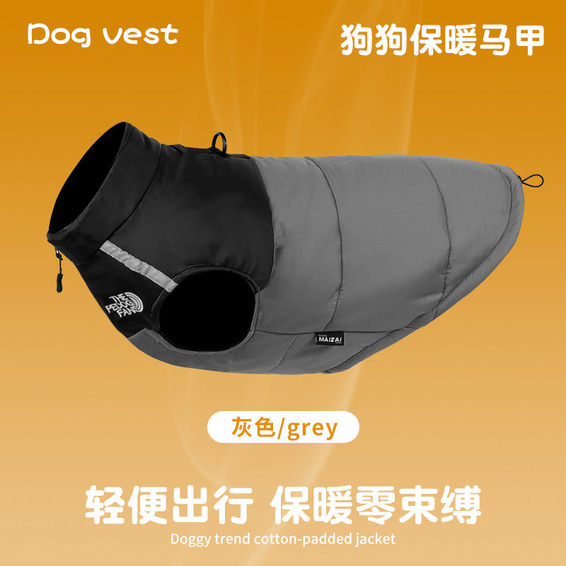 Waterproof reflective pet clothing for autumn and winter ; Dog cotton-padded clothes can pull large dog clothes. Pet clothing