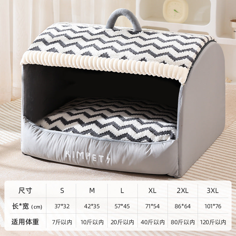 Drawer-style dog kennel Add velvet in winter for warmth. Semi-enclosed large-space cat bed; Textured leather dog bed; Suitable for all seasons