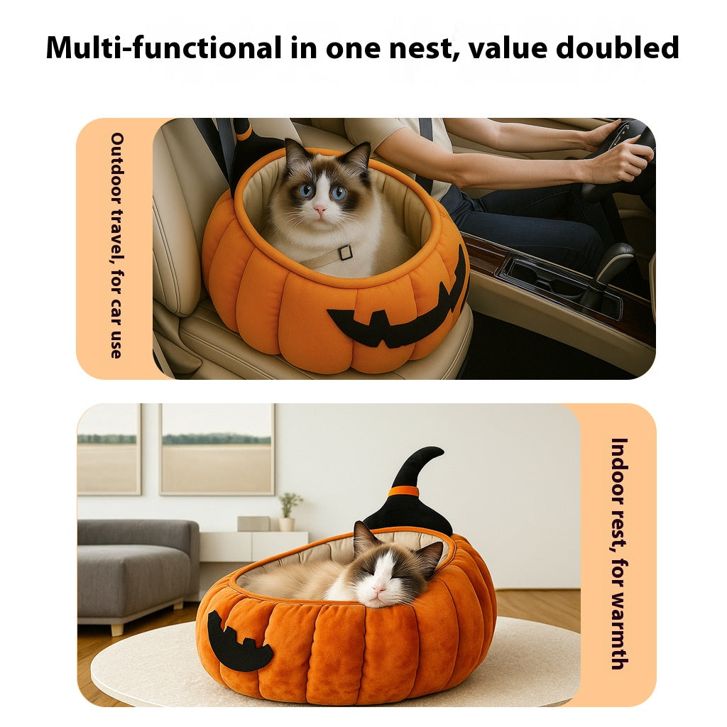 Round pumpkin-shaped pet beds, Christmas cat beds and dog beds, warm sofa bed pet pads, thickened sofa beds for cats in all seasons
