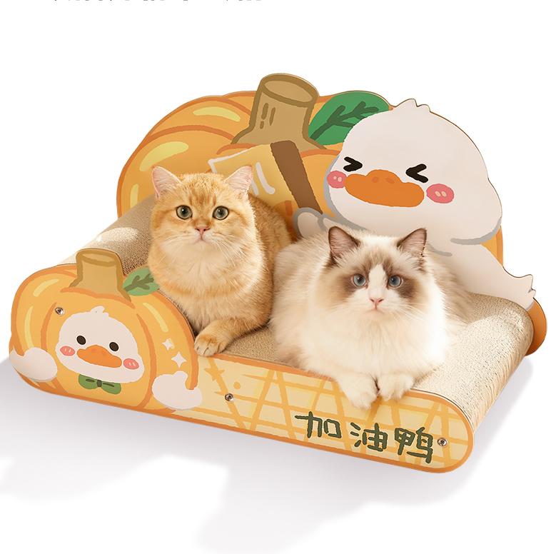 Extra-large cat scratch-board sofa; Wear-resistant and does not shed chips; Cat scratch-board corrugated paper cat bed integrated; Suitable for all seasons