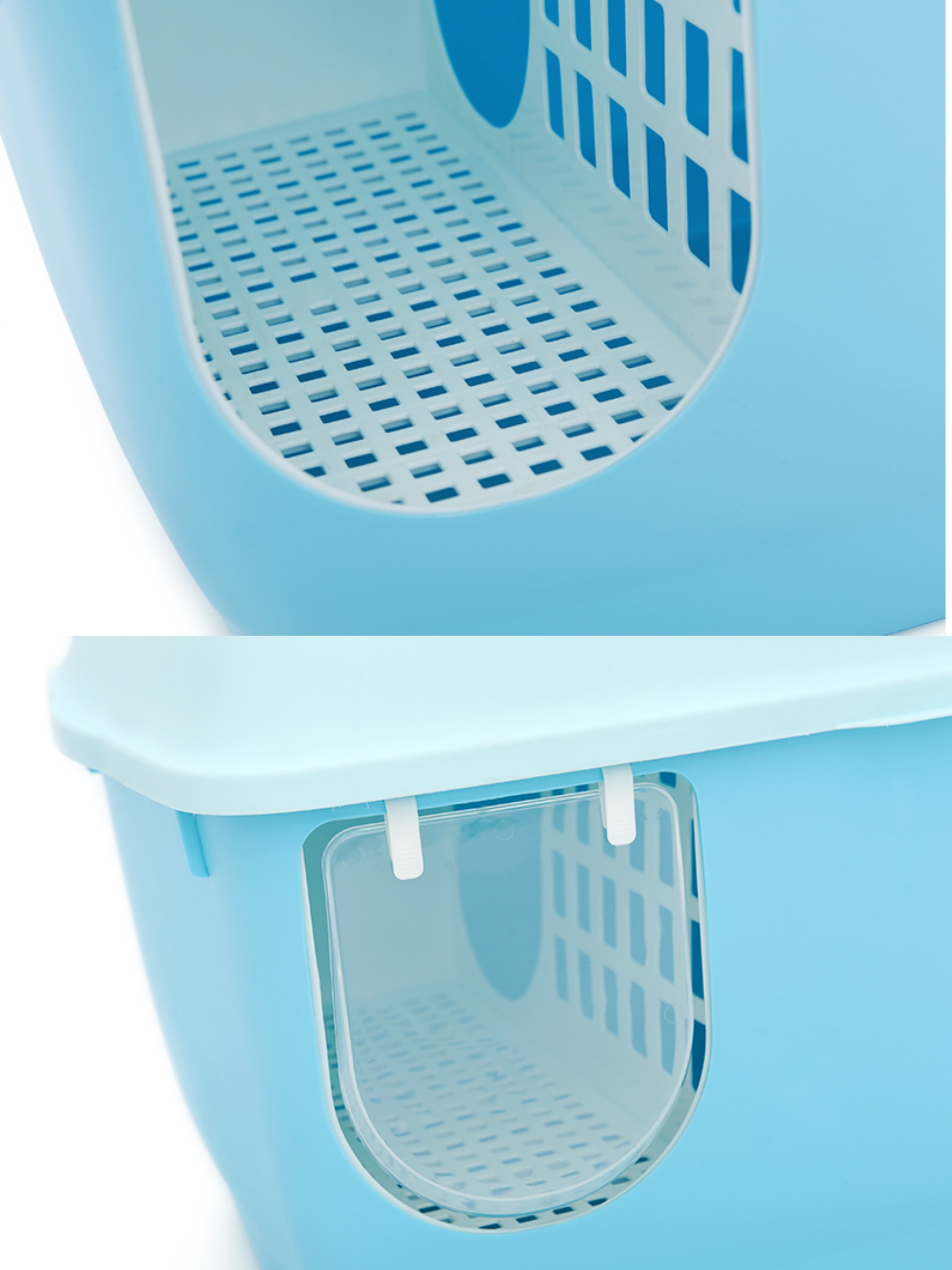 Large-capacity corridor-style cat litter box; Fully enclosed; Prevent sand from being brought into the house. Isolate odors and unpleasant smells; Dry-wet separation Large capacity, suitable for multi-cat families