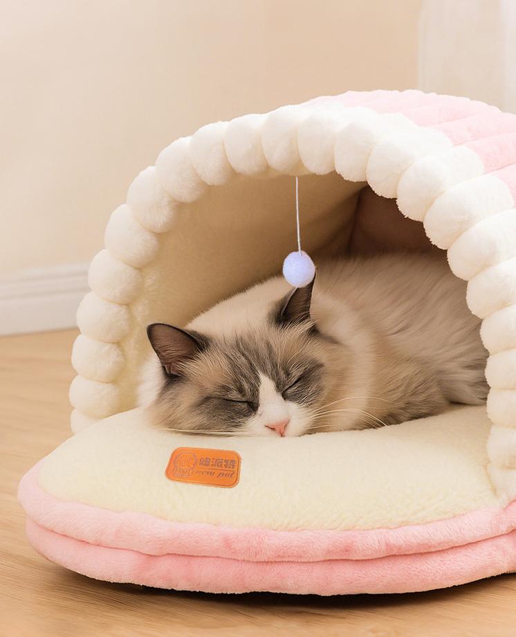 Cave pet nest; Winter warm, anti-slip, small soft and comfortable sleeping bag for dogs and cats