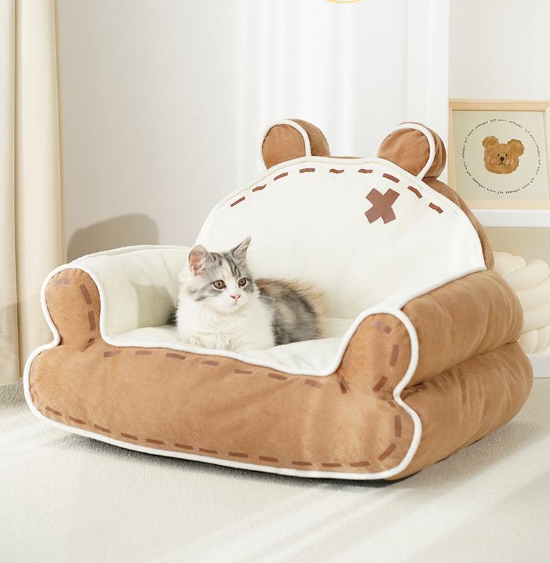 Little Bear pet sofa cat bed Suitable for all seasons; Thickened and warm winter sleeping pad; Cat supplies