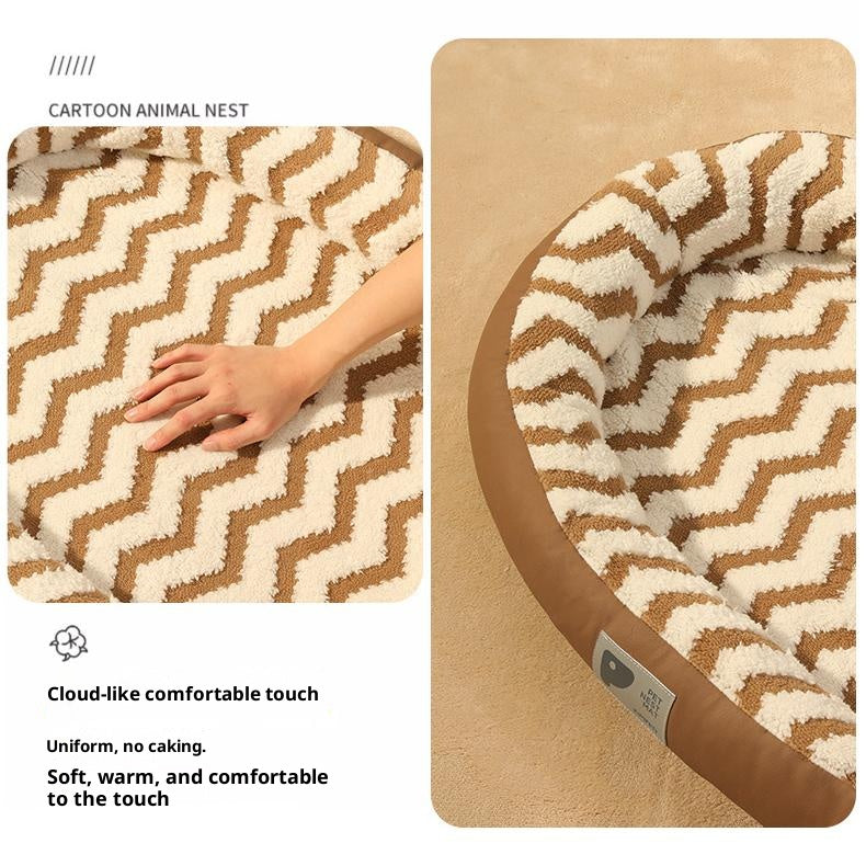 Plush cat and dog beds are surrounded on all four sides. Detachable and washable; Warm pet bed; Pet mat