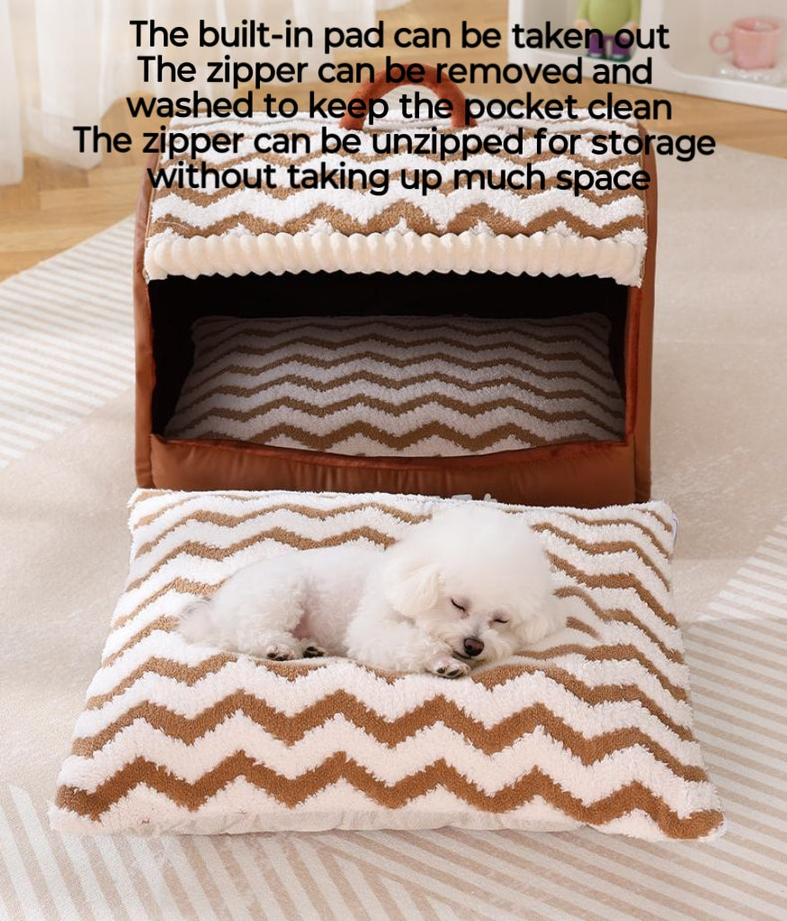 Drawer-style dog kennel Add velvet in winter for warmth. Semi-enclosed large-space cat bed; Textured leather dog bed; Suitable for all seasons