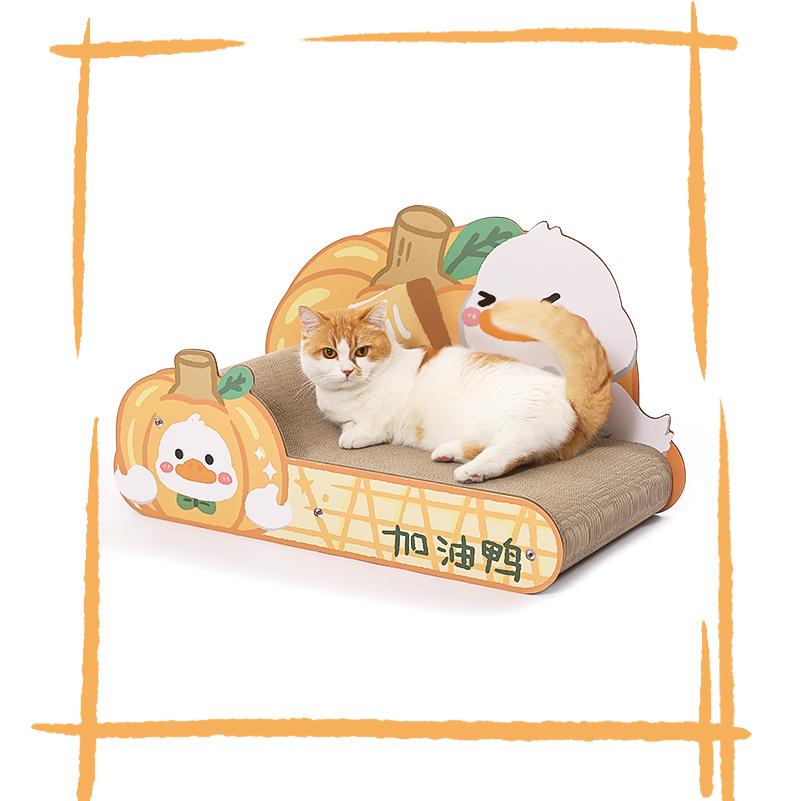 Extra-large cat scratch-board sofa; Wear-resistant and does not shed chips; Cat scratch-board corrugated paper cat bed integrated; Suitable for all seasons