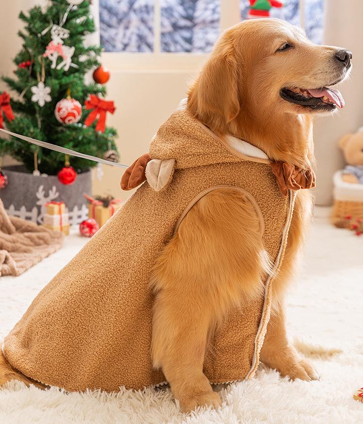 Christmas cartoon drawstring cape Sleeveless pet dog clothes for large Golden Retrievers and Labradors in autumn and winter