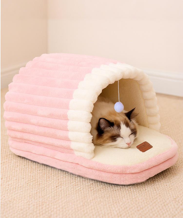 Cave pet nest; Winter warm, anti-slip, small soft and comfortable sleeping bag for dogs and cats