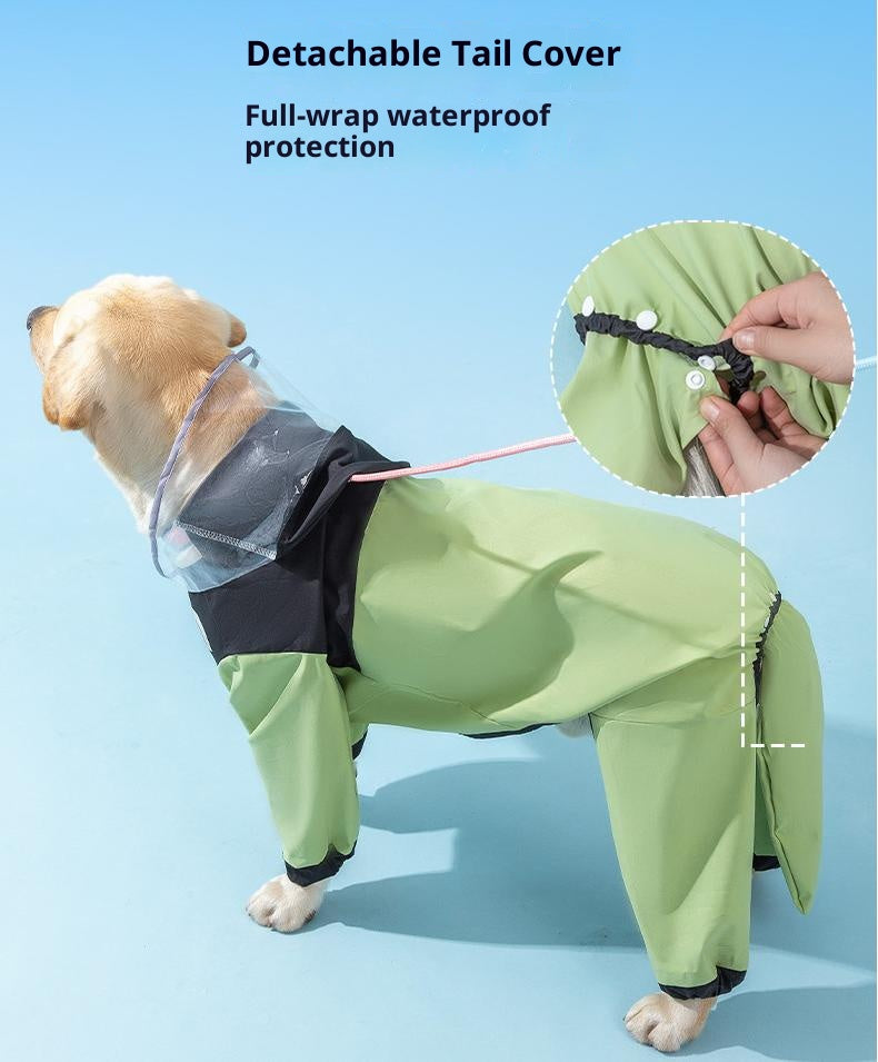 Simple and fashionable patchwork big dog raincoat; Waterproofing for medium and large-sized dogs when going out in the rain; Pet outings for spring and summer