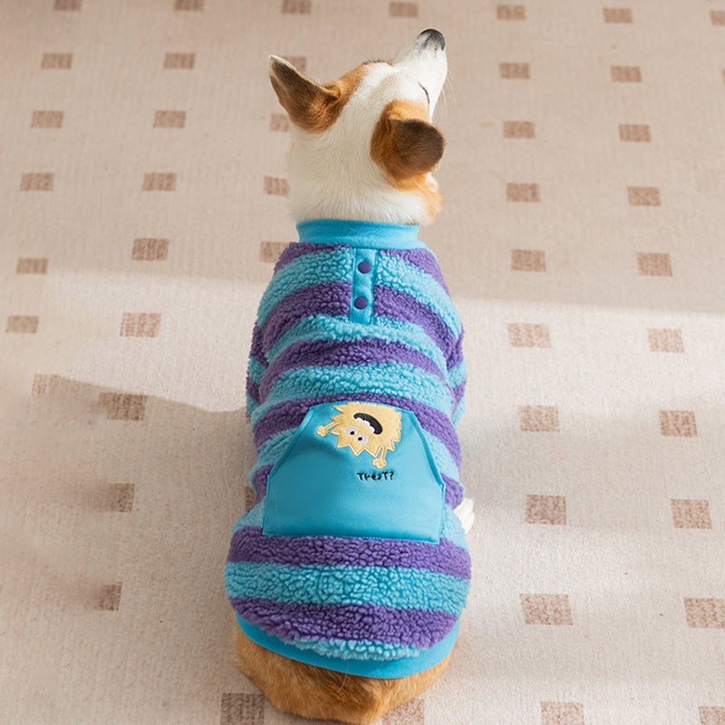 Dog monster clothes: Warm and stomach-protecting cotton-padded clothes for autumn and winter: two-legged clothes for medium and large-sized Corgis pets