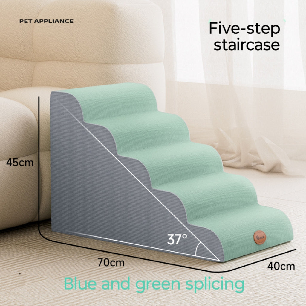 Solid-color movable sponge anti-slip pet staircase; The little dog by the bedside is climbing the ladder. Step slope bed; Suitable for small and medium-sized dogs