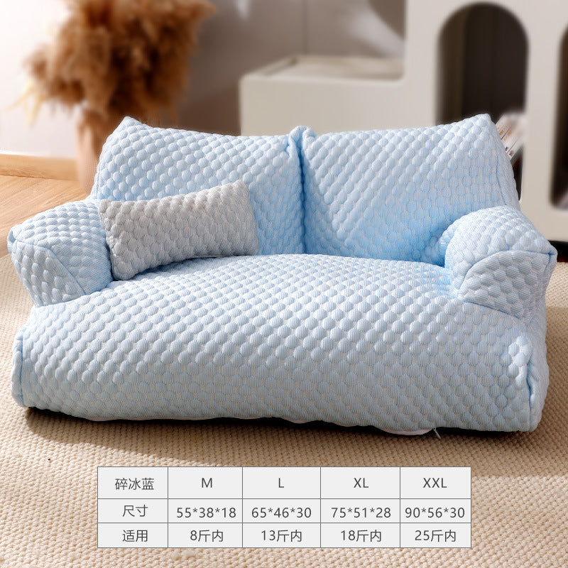 Ice Silk breathable pet sofa bed Suitable for all seasons; Detachable and washable cat beds and dog beds; Cool, breathable, soft and comfortable