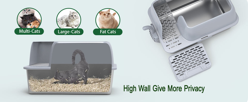 Stainless Steel Cat Litter Box Splash-Proof Large Semi-Enclosed Cat Toilet Pet Cleaning Supplies Open Cat Litter Tray