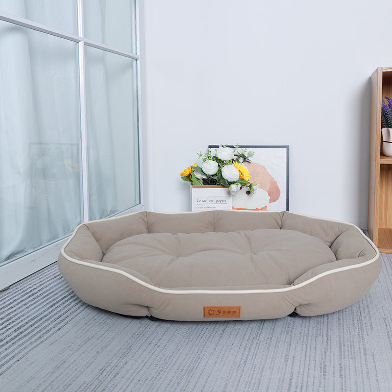 Suede imitation pet bed: A pet bed suitable for all seasons; Anti-slip pet mat Medium-sized dog ingot shaped dog mat; Dog bed pet mat
